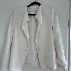 Club Monaco White Scalloped Blazer